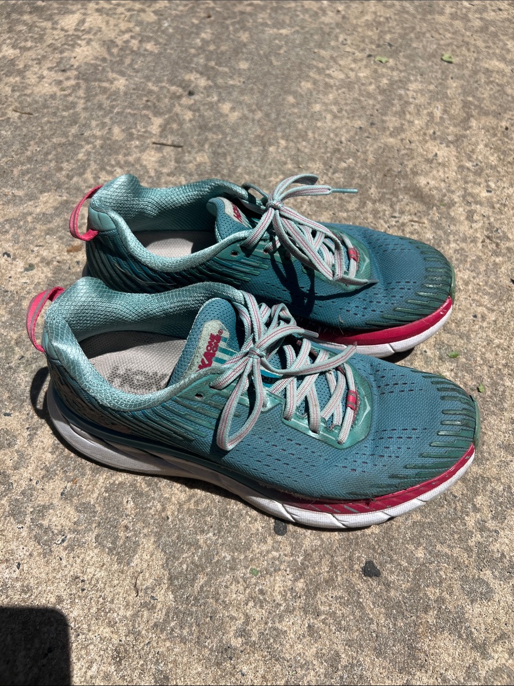 Hoka One One Women's Teal Running Shoes with Pink Trim